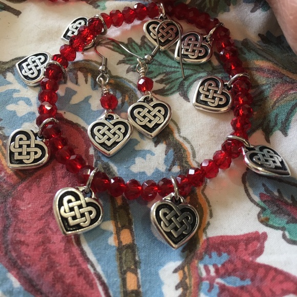 Jewelry - *Valentines bracelet & earrings: Celtic hearts